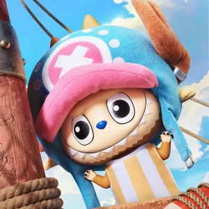 Labubuo Mega 400% Tony Tony Chopper collectible figure with blue hat and antlers.